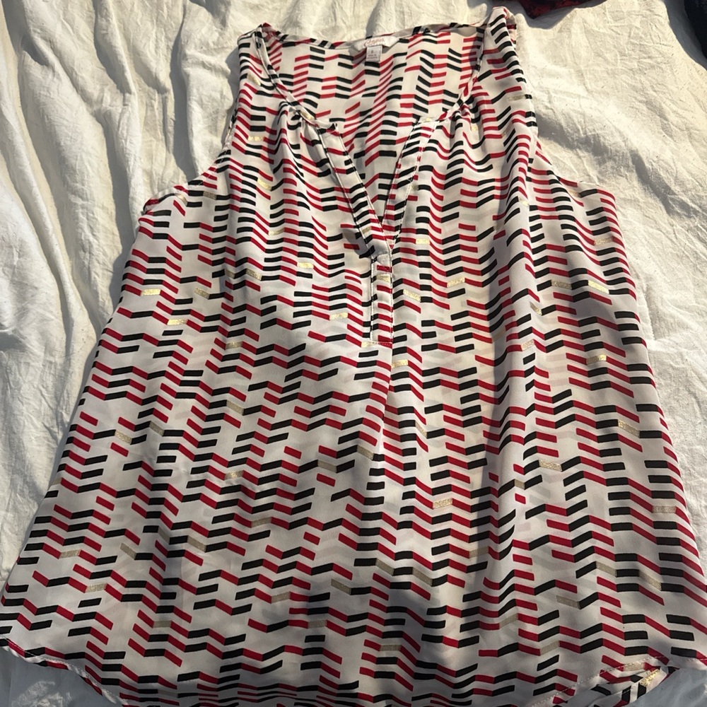 Candie's Red and Black Chevron Blouse